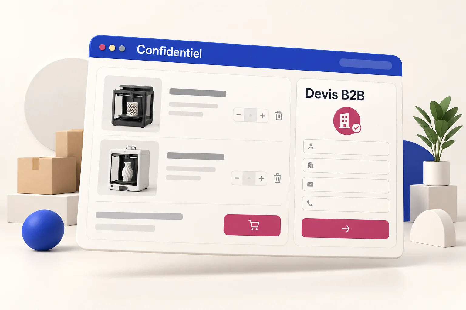 Le besoin — Imprimante 3D : parcours B2B Shopify, devis panier et intégrations CRM